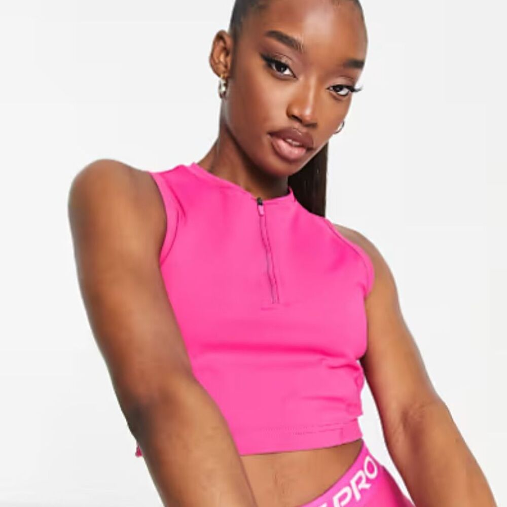Nike Training Pro Dri-FIT zip-detail tank top in pink
